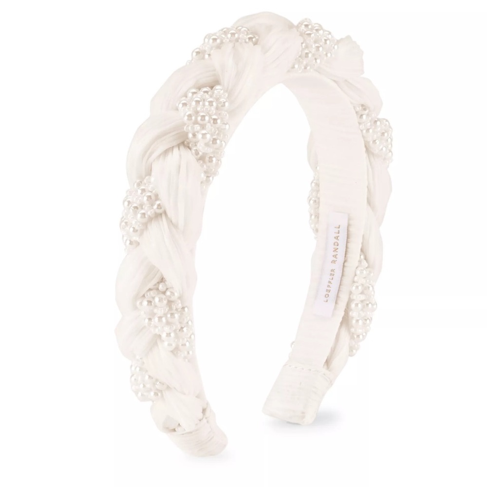 Loeffler Randall Leon Braided Organza & Faux Pearl headband